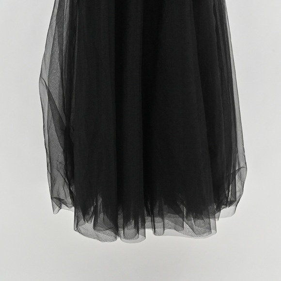 Black Strapless Tulle Corset Dress Size S Fairy Grunge Whimsigoth Sequin Gown - Picture 9 of 12